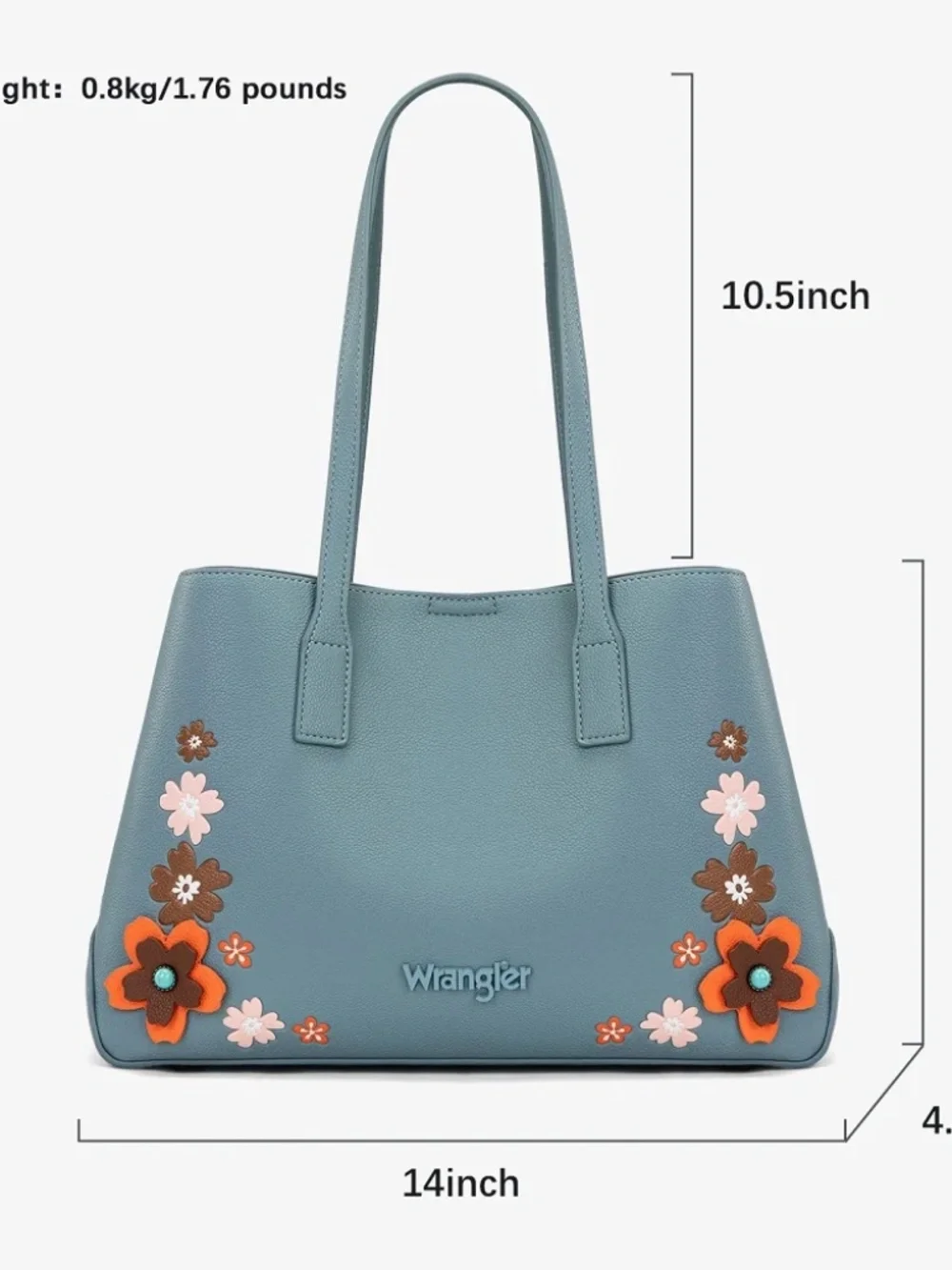 Wrangler Floral Accent Tote Shoulder Bag Jean